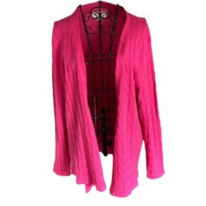 Women's Norm Thompson Merino Wool Open Front Cardigan Pink Size L Casual Cozy